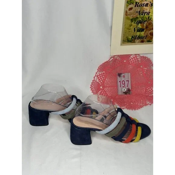 J. Crew Strappy Penny Multicolor Suede Slide Sandals Size 10 - Picture 5 of 10